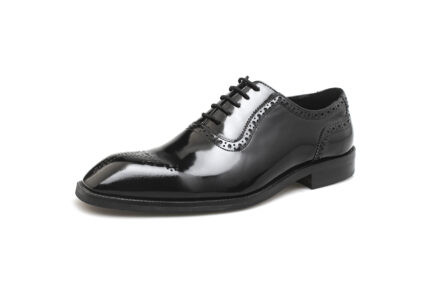 Black Patent Leather Brogue Oxford Dress Shoes for Men